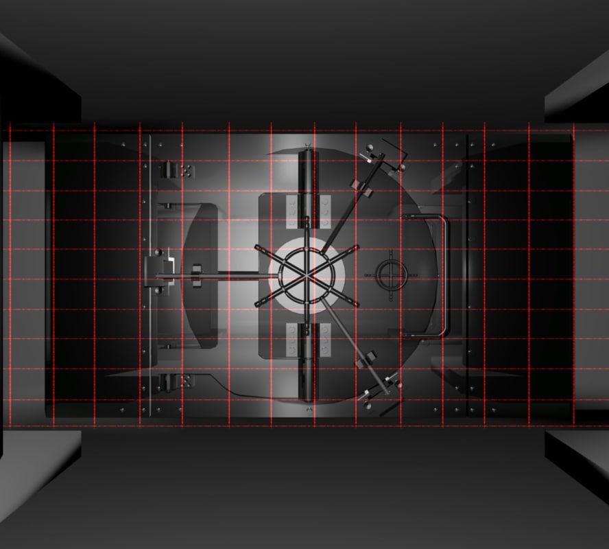 3d hightech vault safe locking model